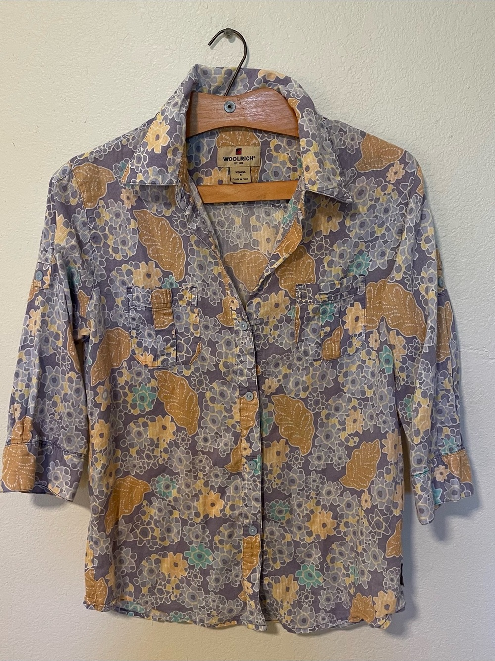 Vintage Woolrich Floral Woven Button-Up Utility Shirt - Size S